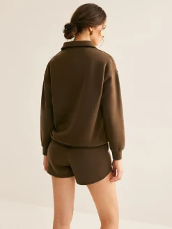 Lapel Plain Shorts Set