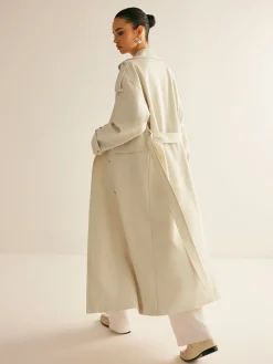 Lapel Pockets Belted Trench Coat