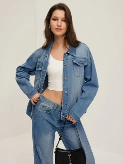 Lapel Pockets Denim Jacket