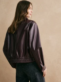 Lapel Zipper PU Leather Short Jacket