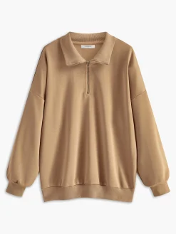 Lapel Zipper Pullover Sweatshirt