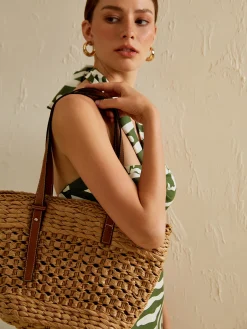 Large Capacity Beach Tote Basket Bag