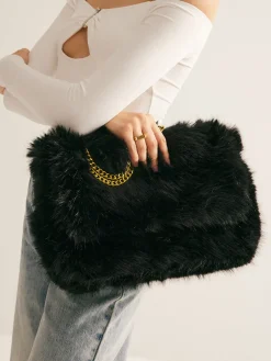 Large Capacity Fuzzy Flap Bag