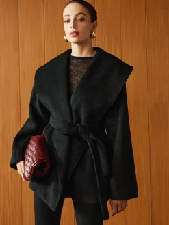 Large Collar Belted Coat