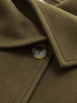 Large Collar Belted Tweed Coat