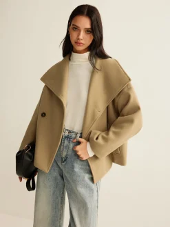 Large Collar Tweed Coat