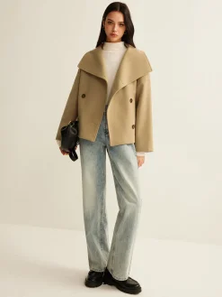 Large Collar Tweed Coat