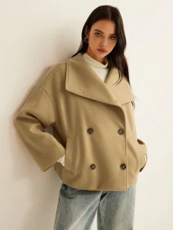 Large Collar Tweed Coat