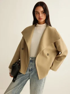 Large Collar Tweed Coat