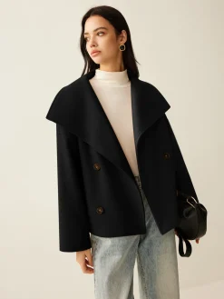 Large Collar Tweed Coat