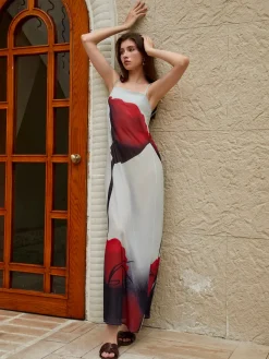 Large Floral Print Cami Long Dress