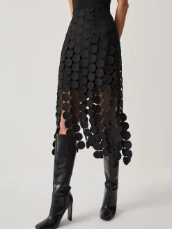 Laser Cut Multi Circle Double Layered Skirt