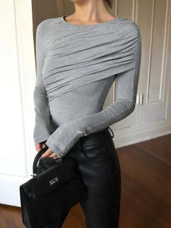 Layered Long Sleeve Pleated Shirt