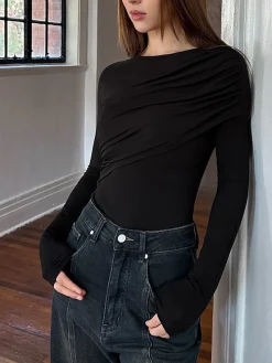 Layered Long Sleeve Pleated Shirt