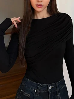 Layered Long Sleeve Pleated Shirt