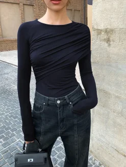 Layered Long Sleeve Pleated Shirt