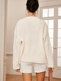 Lazy Style Asymmetrical Loose Button Cardigan