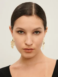 Leaves Panel Stud Drop Earrings