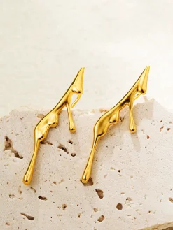 Left Golden Lava Drop Ear Cuff