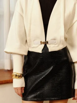 Leg-Of Mutton Sleeve Petite Knit Outerwear