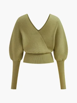 Leg-Of-Mutton Sleeve Cinched Sweater