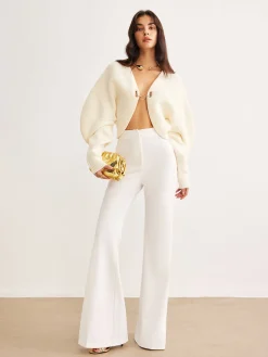 Leg-Of-Mutton Sleeve Metal Cardigan