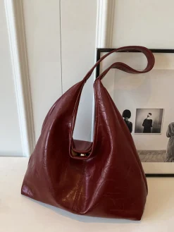 Leisure Button Clasp Hobo Bag