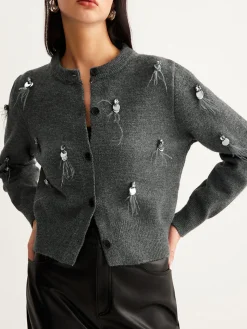Leisure Button Sequins Cardigan