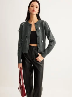 Leisure Button Sequins Cardigan