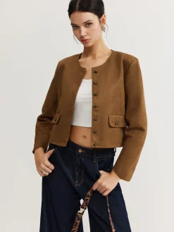 Leisure Button Suede Trench Coat