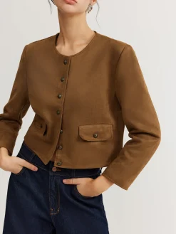 Leisure Button Suede Trench Coat