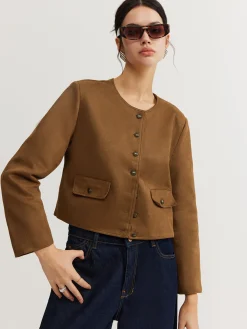 Leisure Button Suede Trench Coat