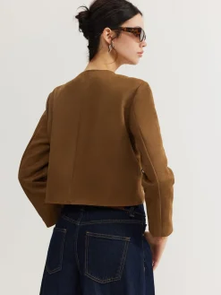 Leisure Button Suede Trench Coat