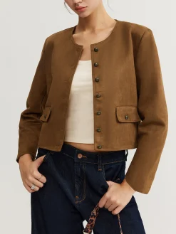 Leisure Button Suede Trench Coat