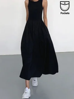 Leisure Crew Neck Long Dress