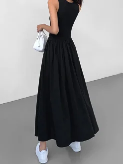 Leisure Crew Neck Long Dress