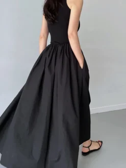 Leisure Crew Neck Long Dress