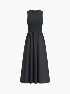 Leisure Crew Neck Long Dress