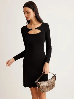 Leisure Cutout Metal Decor Sweater Dress