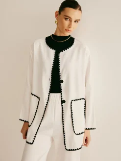 Leisure Embroidered Trim Wide-Leg Pants Set