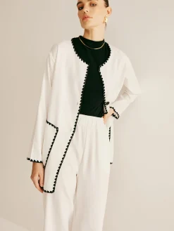 Leisure Embroidered Trim Wide-Leg Pants Set