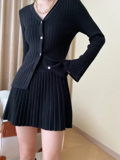 Leisure Long Sleeve Two Piece Skirt Set