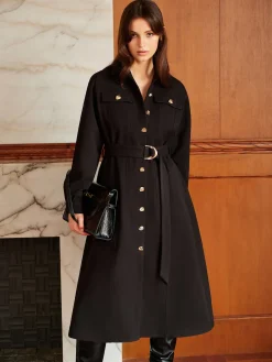Leisure Metal Detail Belted Coat
