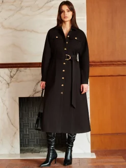 Leisure Metal Detail Belted Coat
