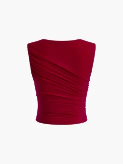 Leisure Pleated Sleeveless Tank Top