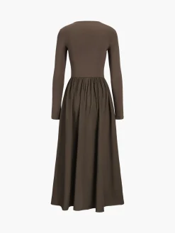 Leisure Pockets Long Sleeve Long Dress