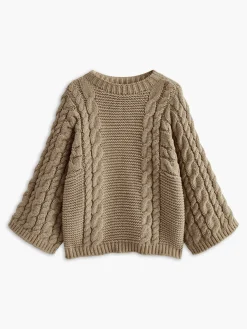Leisure Round Neck Cable Knit Sweater