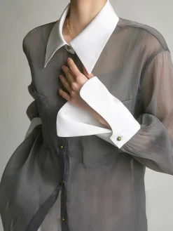 Leisure See Through Shirt With Cami Top