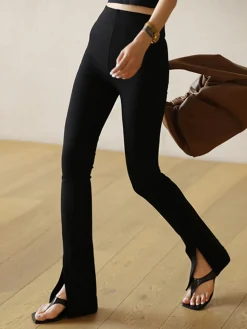Leisure Slit Straight Leg Pants