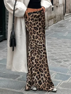 Leopard Print Slim Maxi Skirt